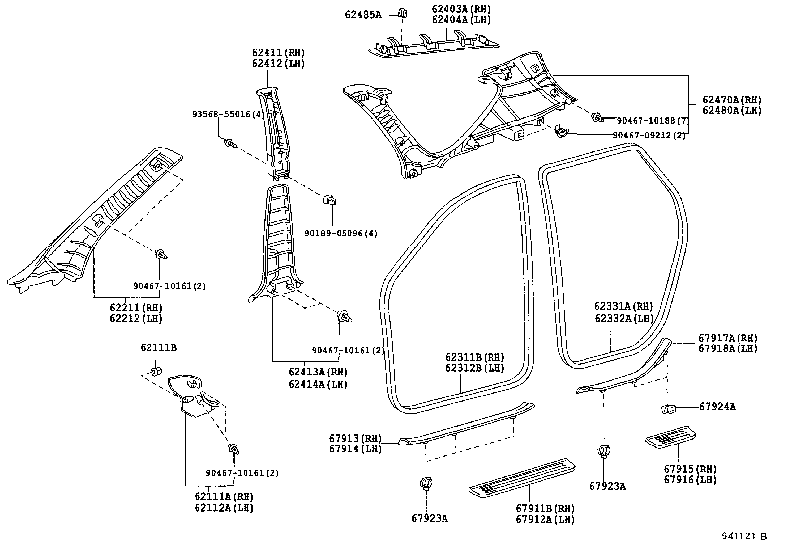 62450-21010 GARNISH SUB-ASSY, ROOF SIDE RAIL, RH product image
