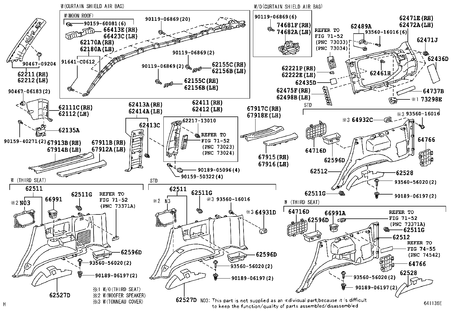 62170-60020 AIR BAG ASSY, CURTAIN SHIELD, RH product image