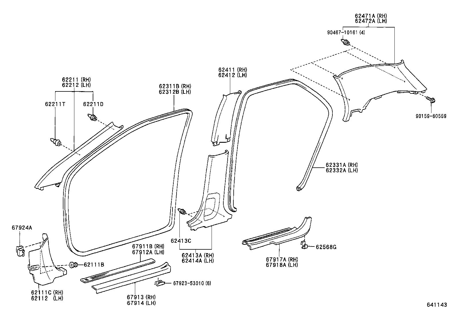 62472-13170-B1 GARNISH, ROOF SIDE, INNER LH product image
