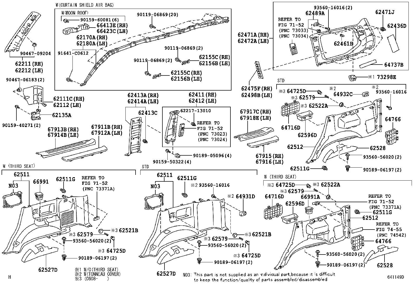Toyota 62156-60010 BRACKET, CURTAIN SHIELD AIR BAG, LH