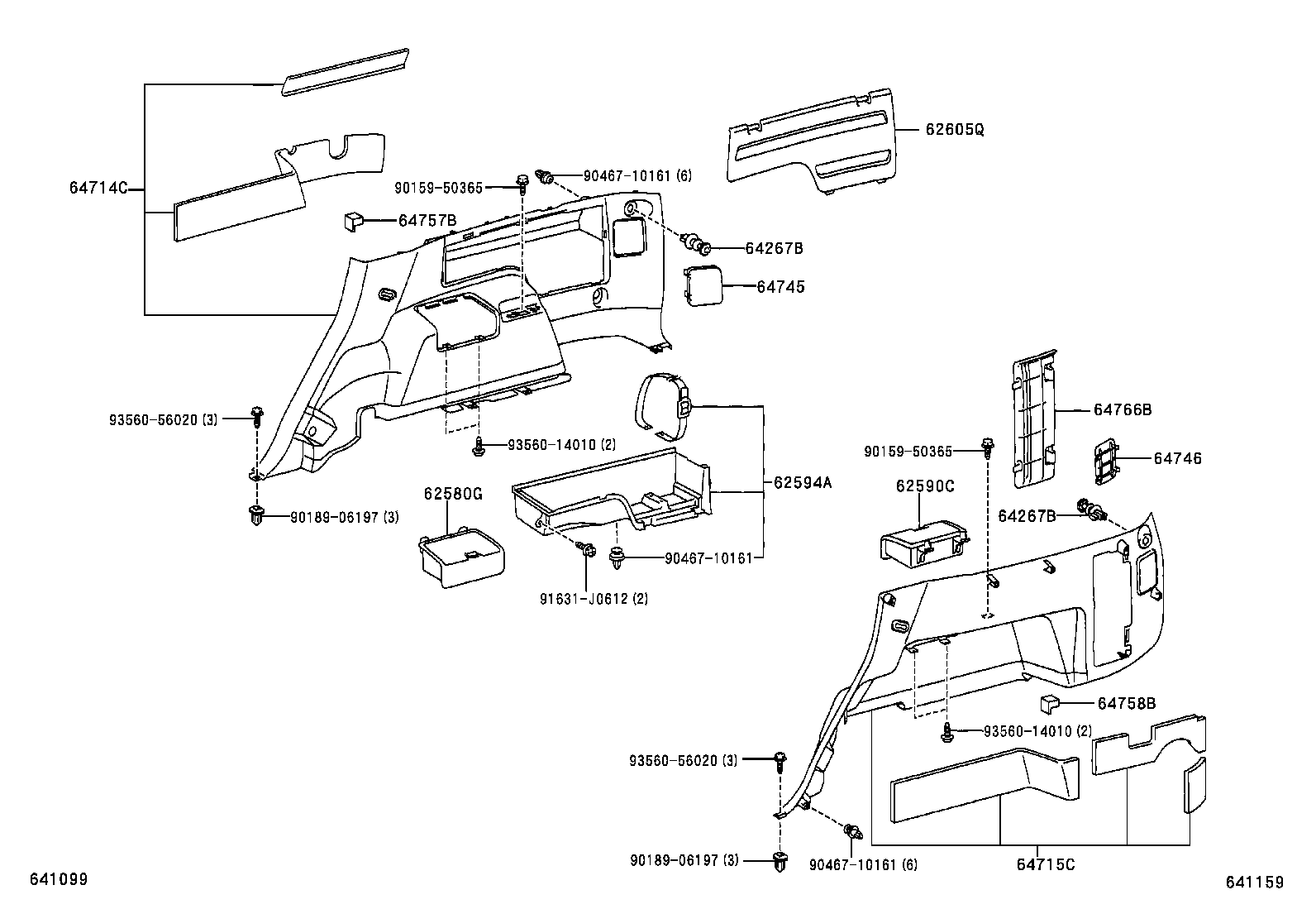 90467-11111 CLIP, CENTER PILLER GARNISH product image