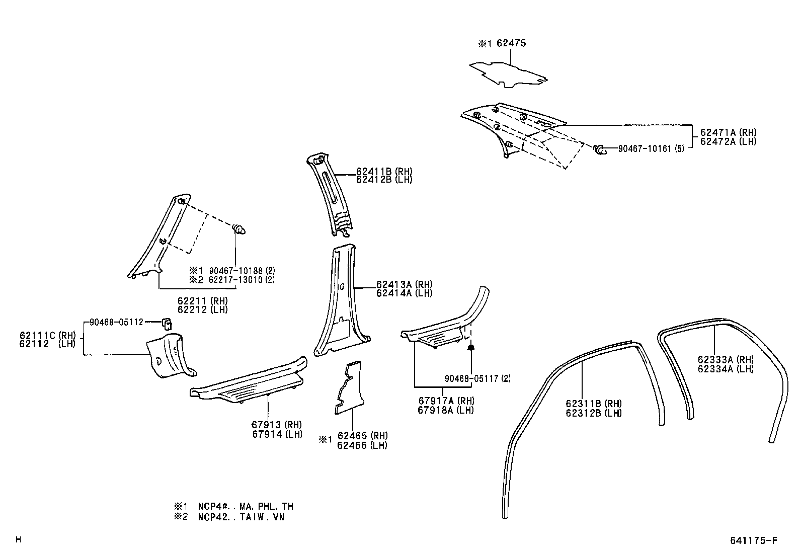 62333-0D030-B0 TRIM, REAR DOOR OPENING, RH product image