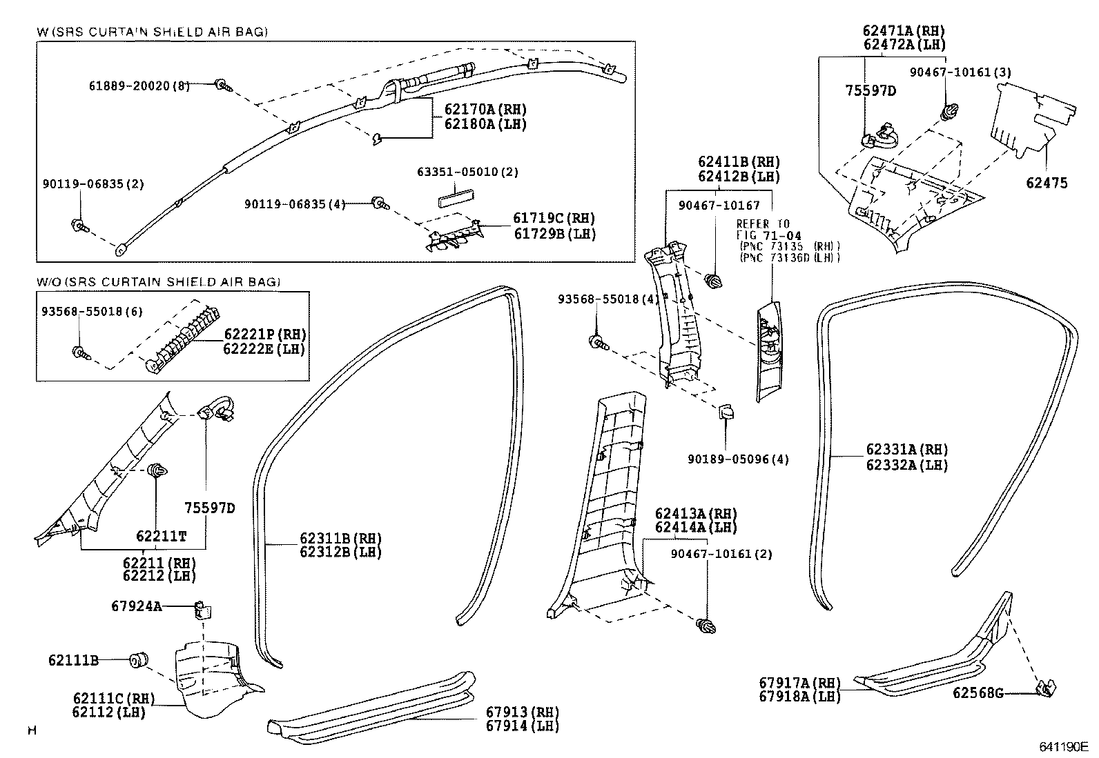 62170-05040 AIR BAG ASSY, CURTAIN SHIELD, RH product image