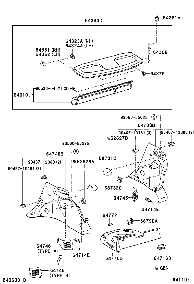 64716-52020 COVER, DECK TRIM, REAR product image
