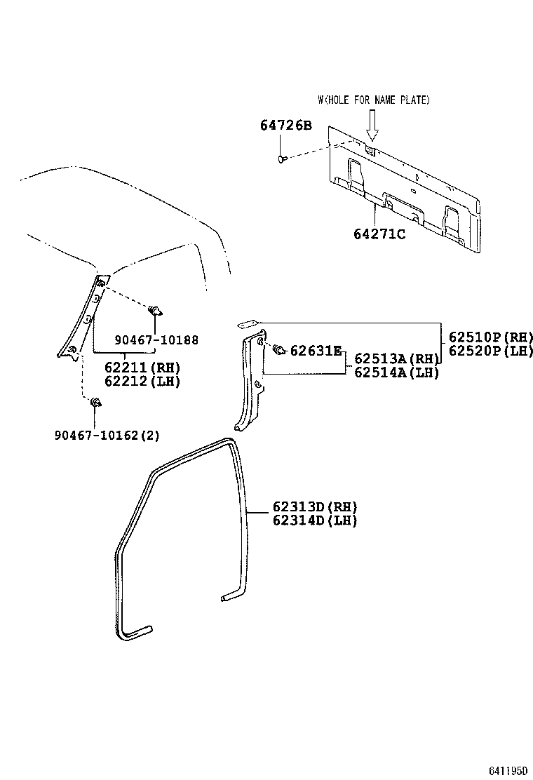 62313-0W031 TRIM, FRONT DOOR OPENING, RH product image