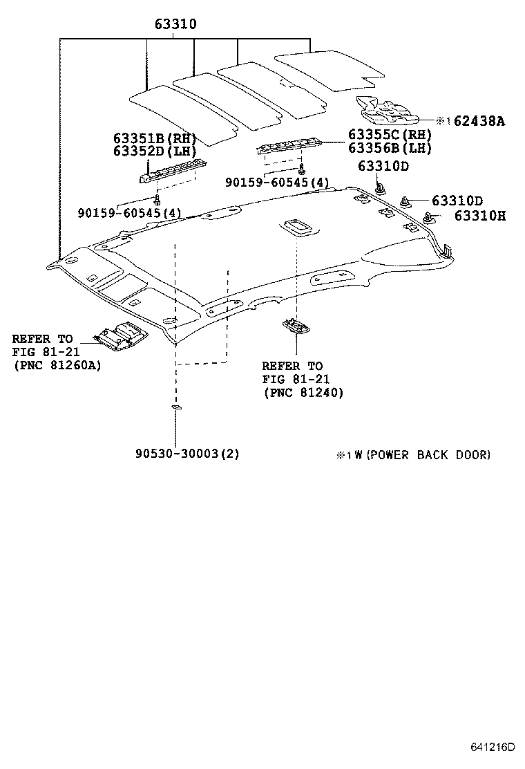 63355-48040 PAD, ROOF HEADLINING, RH product image
