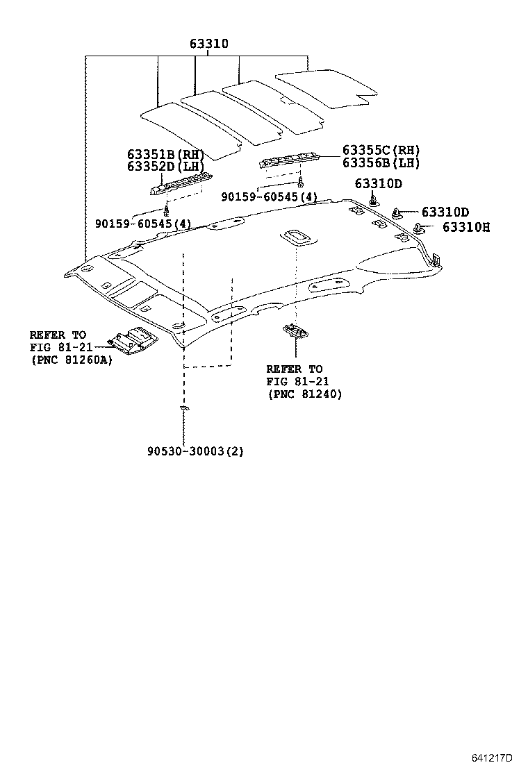 Toyota 63306-48020-B5 TRIM SUB-ASSY, SUNSHADE