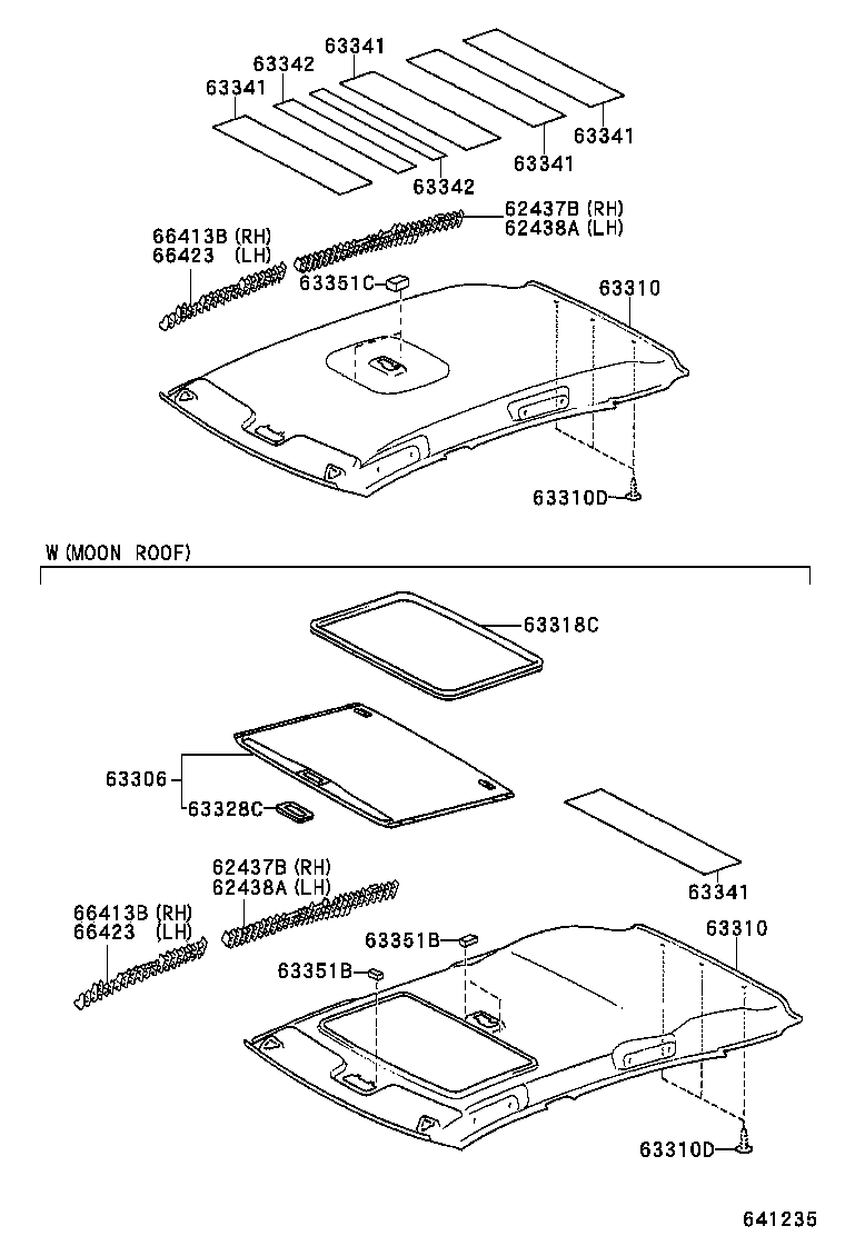 62437-13010 PAD, ROOF SIDE RAIL, REAR RH product image