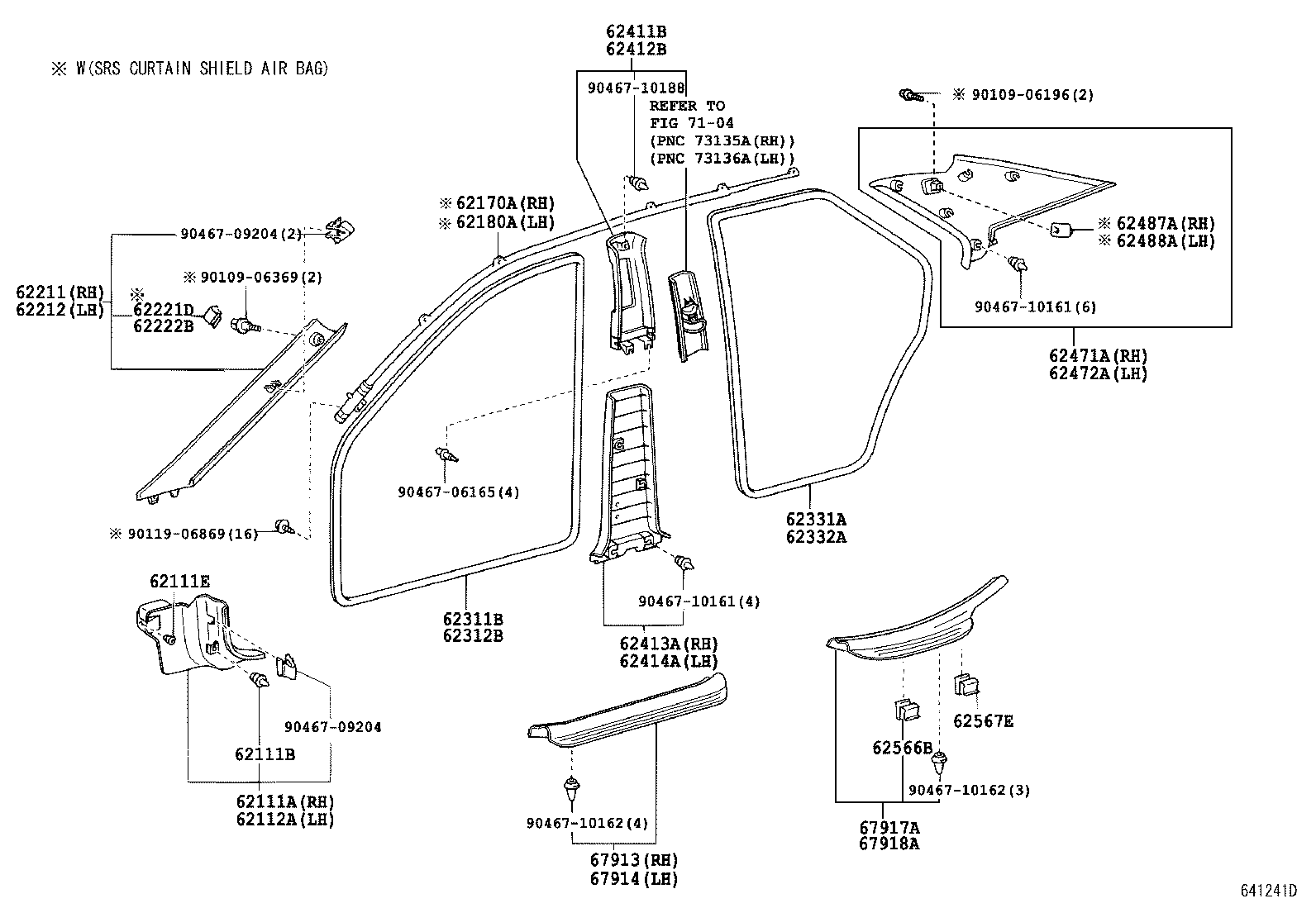 62170-33012 AIR BAG ASSY, CURTAIN SHIELD, RH product image
