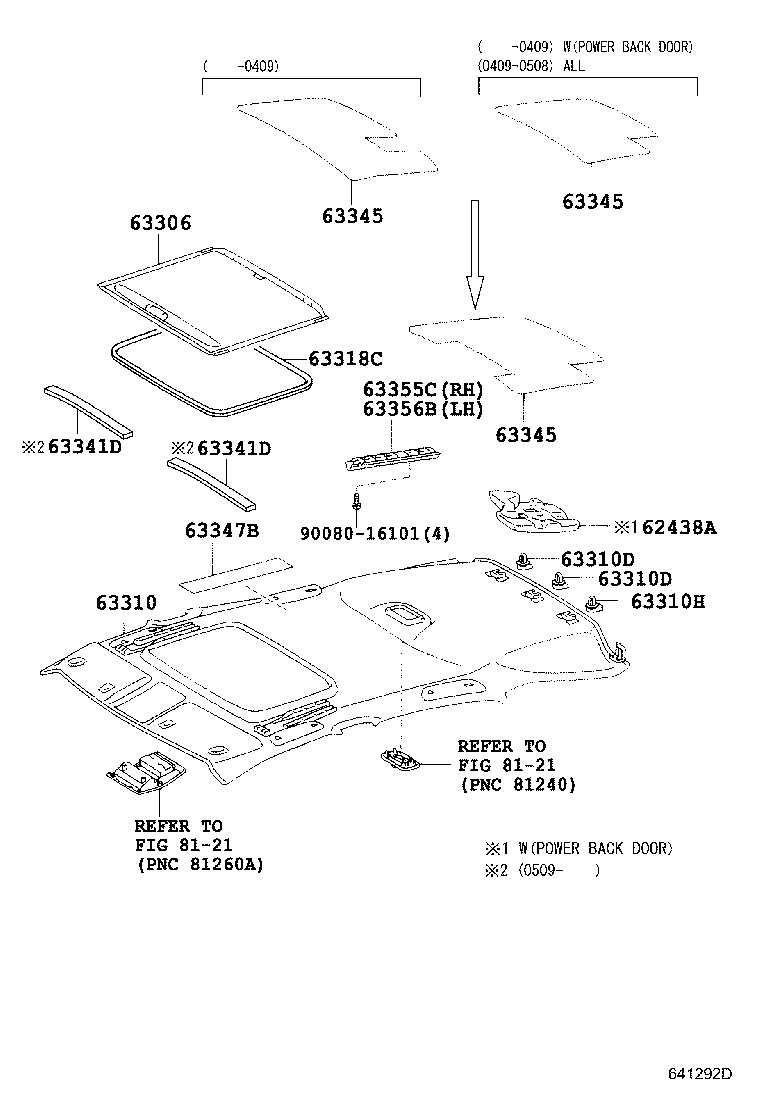 Toyota 63345-0E020 PAD, ROOF SILENCER, NO.5