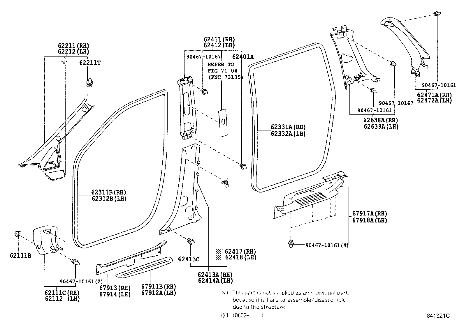 62331-68010-B0 WEATHERSTRIP, REAR DOOR OPENING TRIM, RH product image