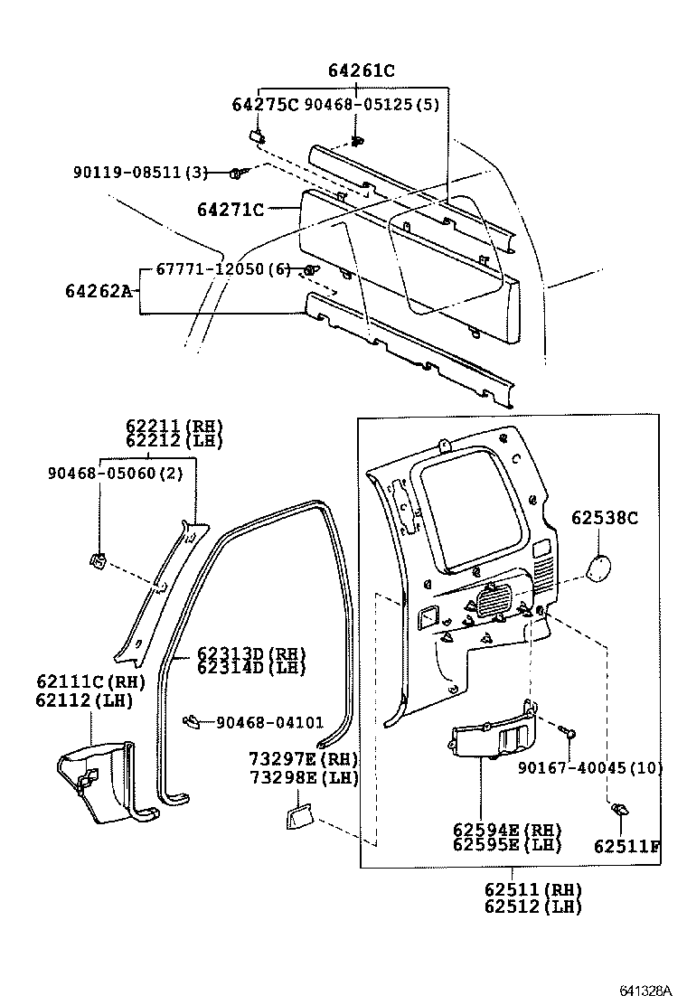 62333-04010-B0 TRIM, REAR DOOR OPENING, RH product image