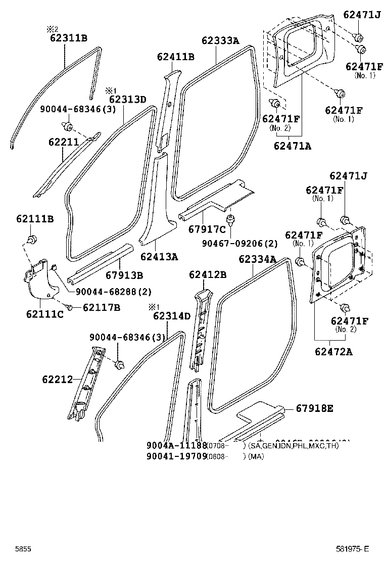 Toyota 62211-BZ010-B1 GARNISH, FRONT PILLAR, RH