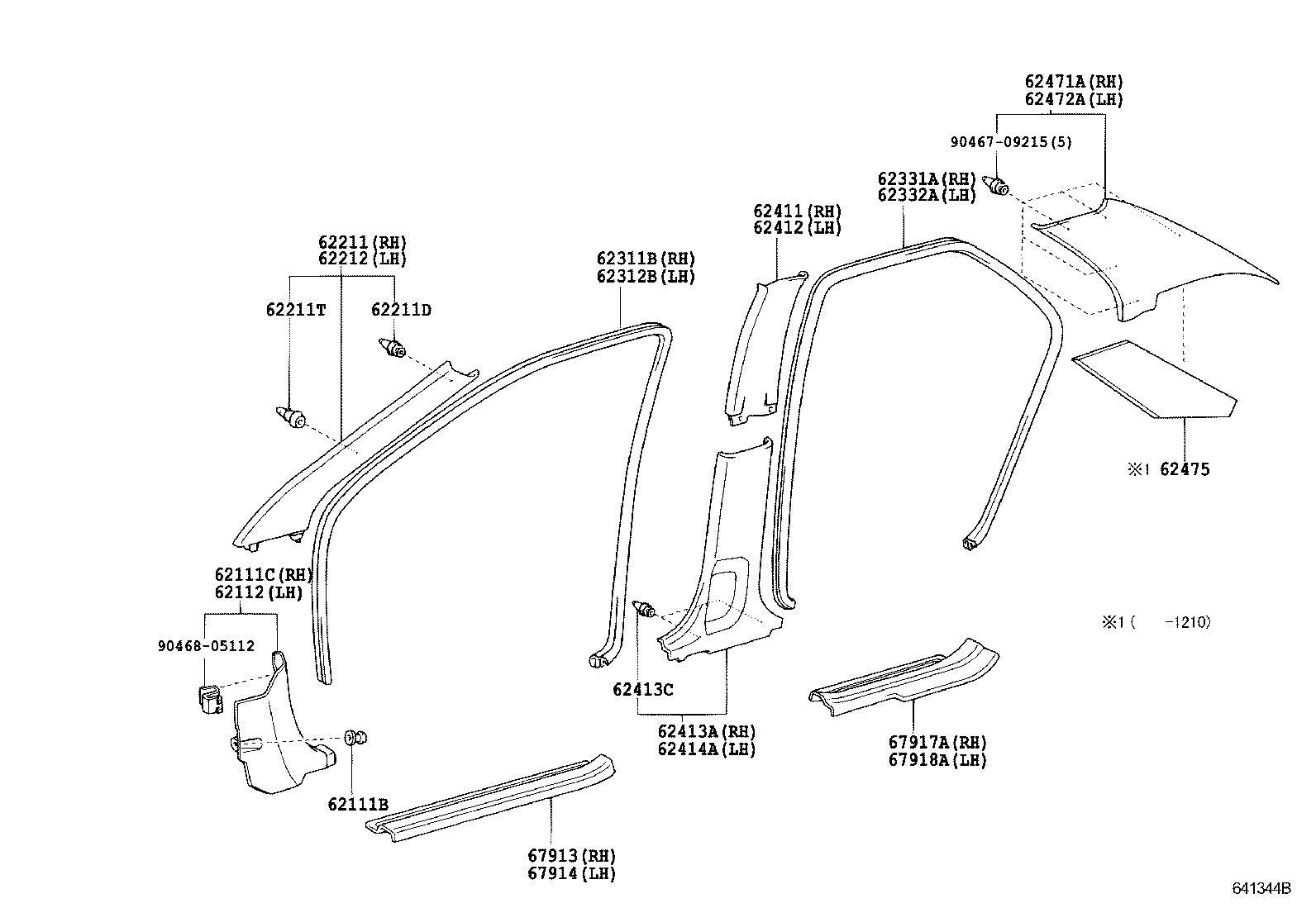 62332-YK020 WEATHERSTRIP, REAR DOOR OPENING TRIM, LH product image