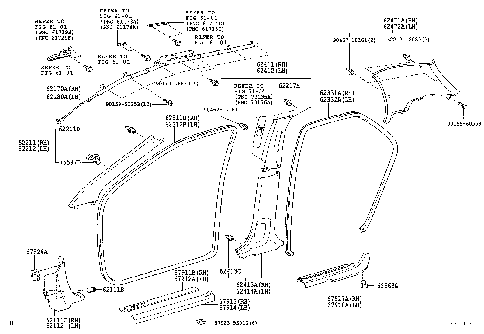 62472-13170-B1 GARNISH, ROOF SIDE, INNER LH product image