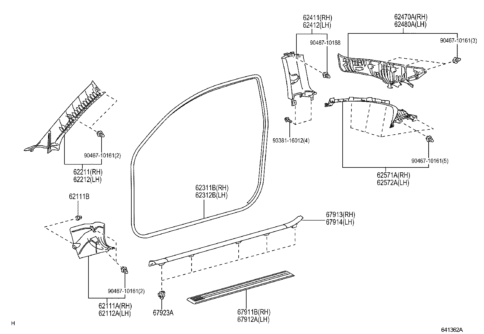 Toyota 62210-21040-B0 GARNISH, FRONT PILLAR, RH
