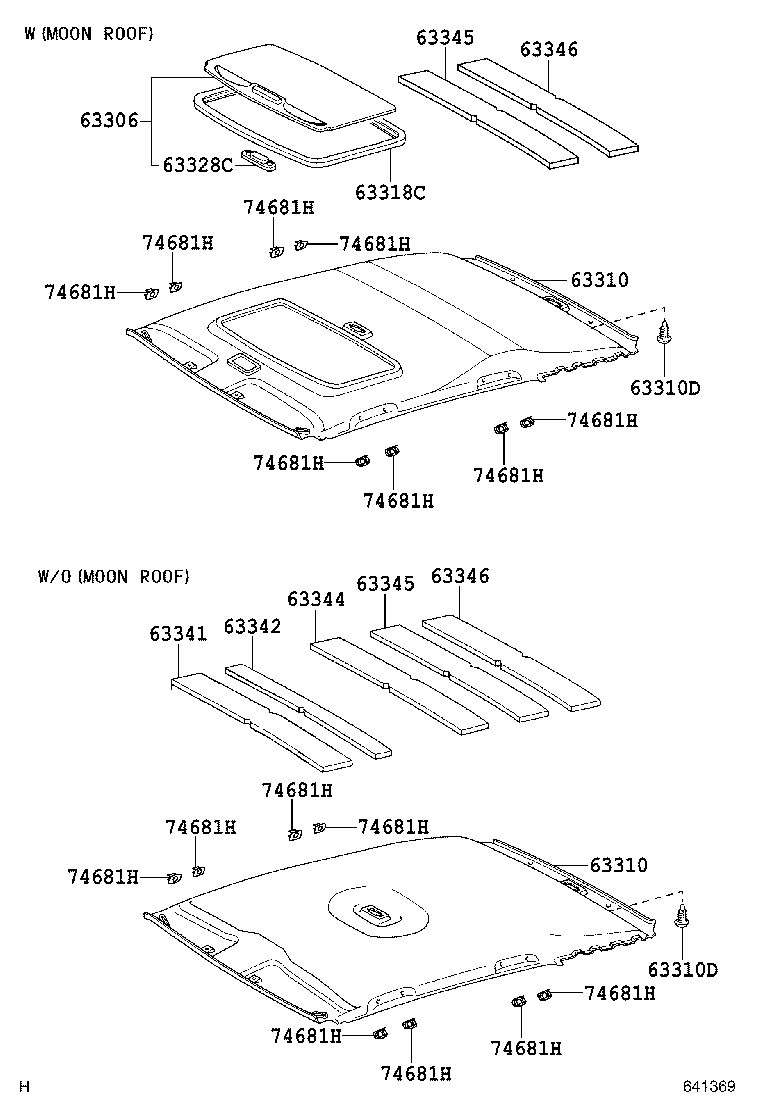 63355-02010 PAD, ROOF HEADLINING, RH product image