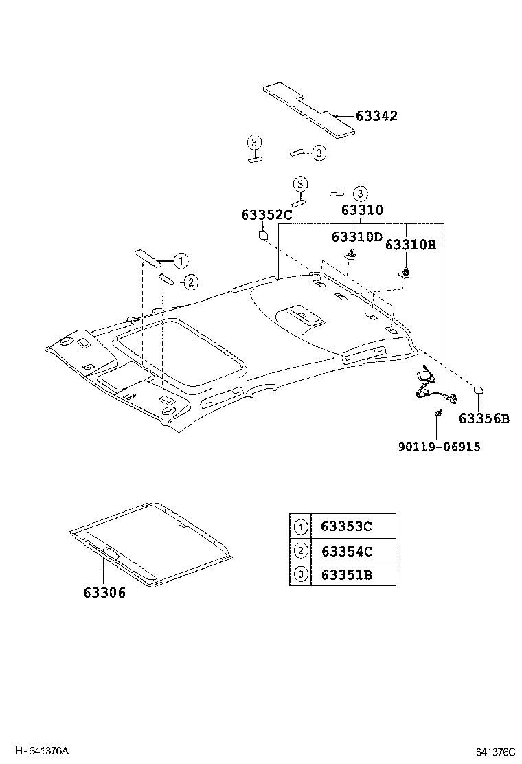 63352-30040 PAD, ROOF HEADLINING, NO.2 product image