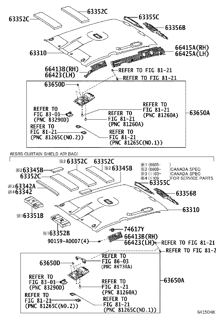 Toyota 63310-04C01-B0 HEADLINING ASSY, ROOF