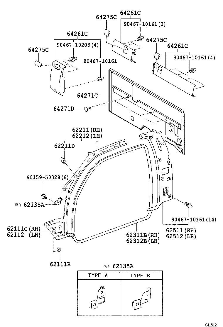 62312-0C010 WEATHERSTRIP, FRONT DOOR OPENING TRIM, LH product image