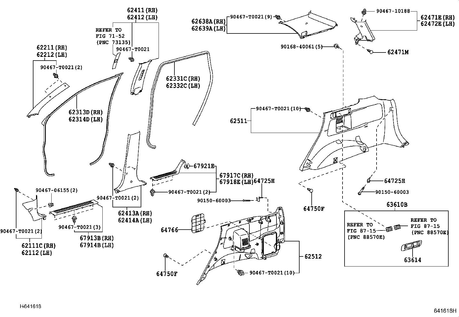 62332-0K020 WEATHERSTRIP, REAR DOOR OPENING TRIM, LH product image