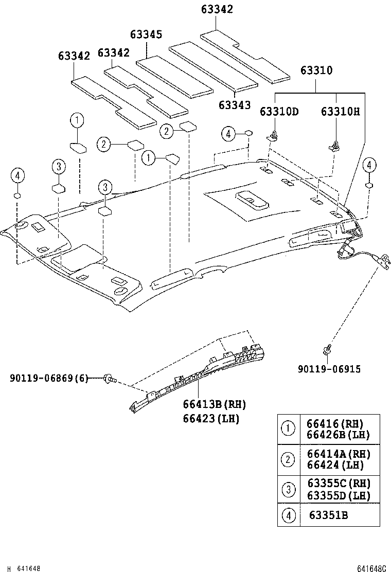 63355-0N010 PAD, ROOF HEADLINING, RH product image