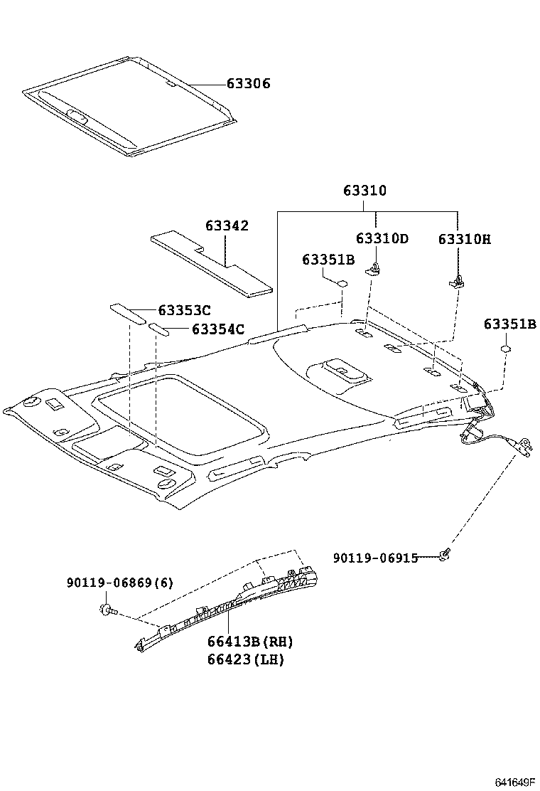 63355-0N010 PAD, ROOF HEADLINING, RH product image