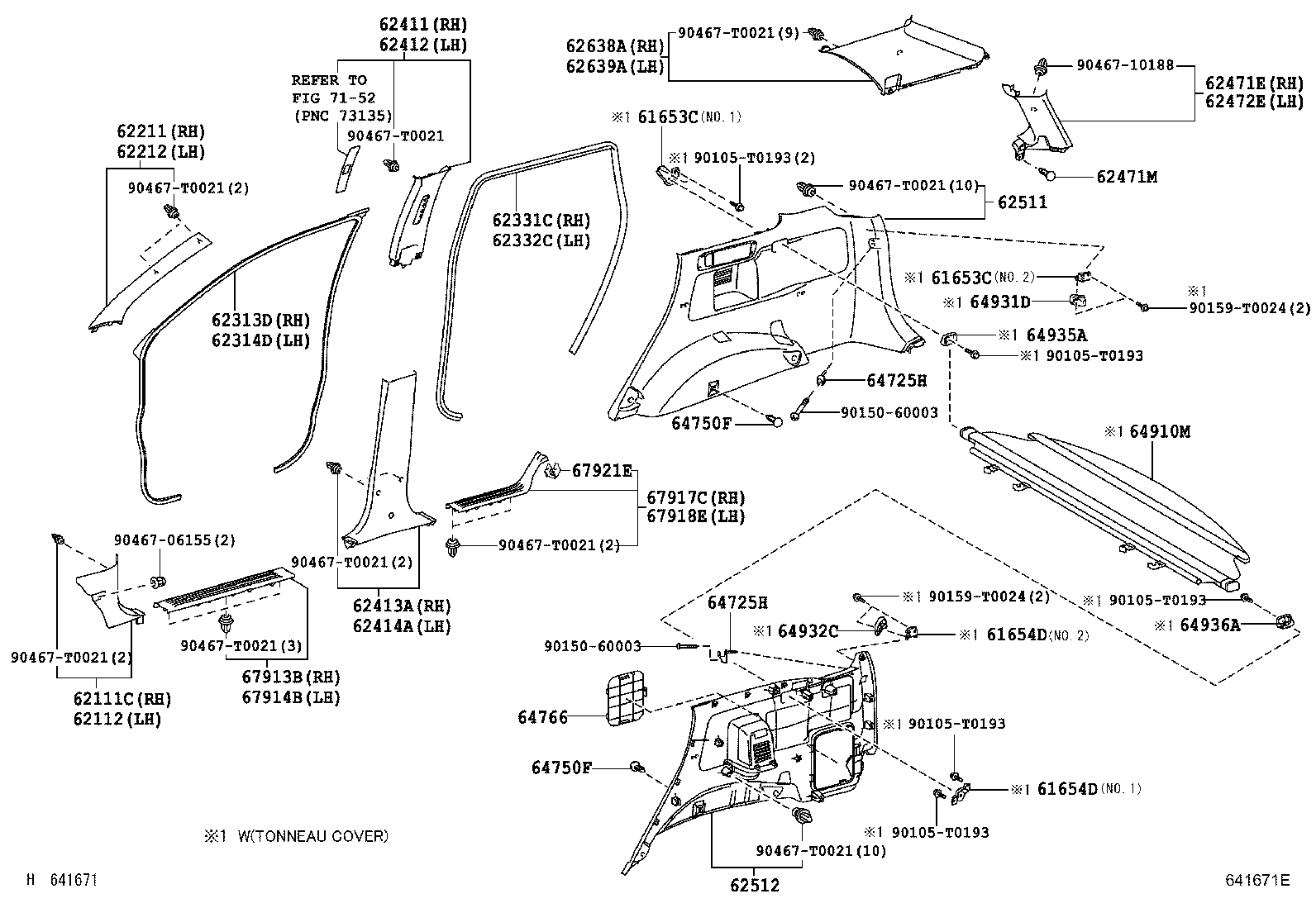 62332-0K020 WEATHERSTRIP, REAR DOOR OPENING TRIM, LH product image