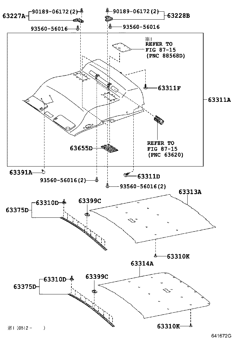 Toyota 63341-26200 PAD, ROOF SILENCER, NO.1
