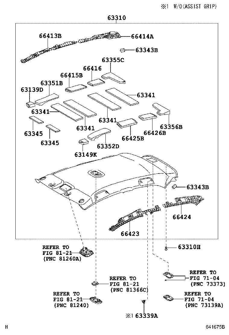 Toyota 63301-52080 HEADLINING ASSY, ROOF