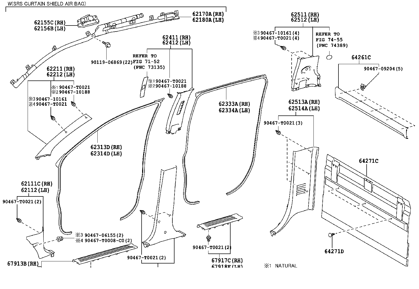 62313-0K010 TRIM, FRONT DOOR OPENING, RH product image