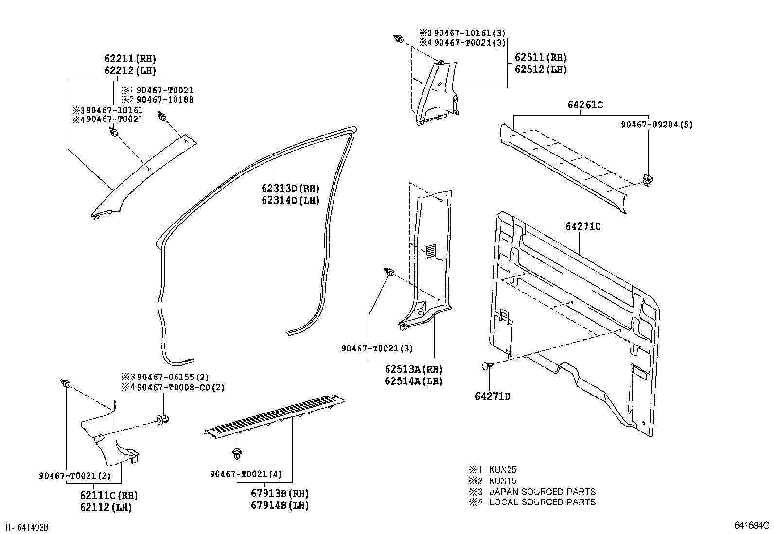 62313-0K010 TRIM, FRONT DOOR OPENING, RH product image