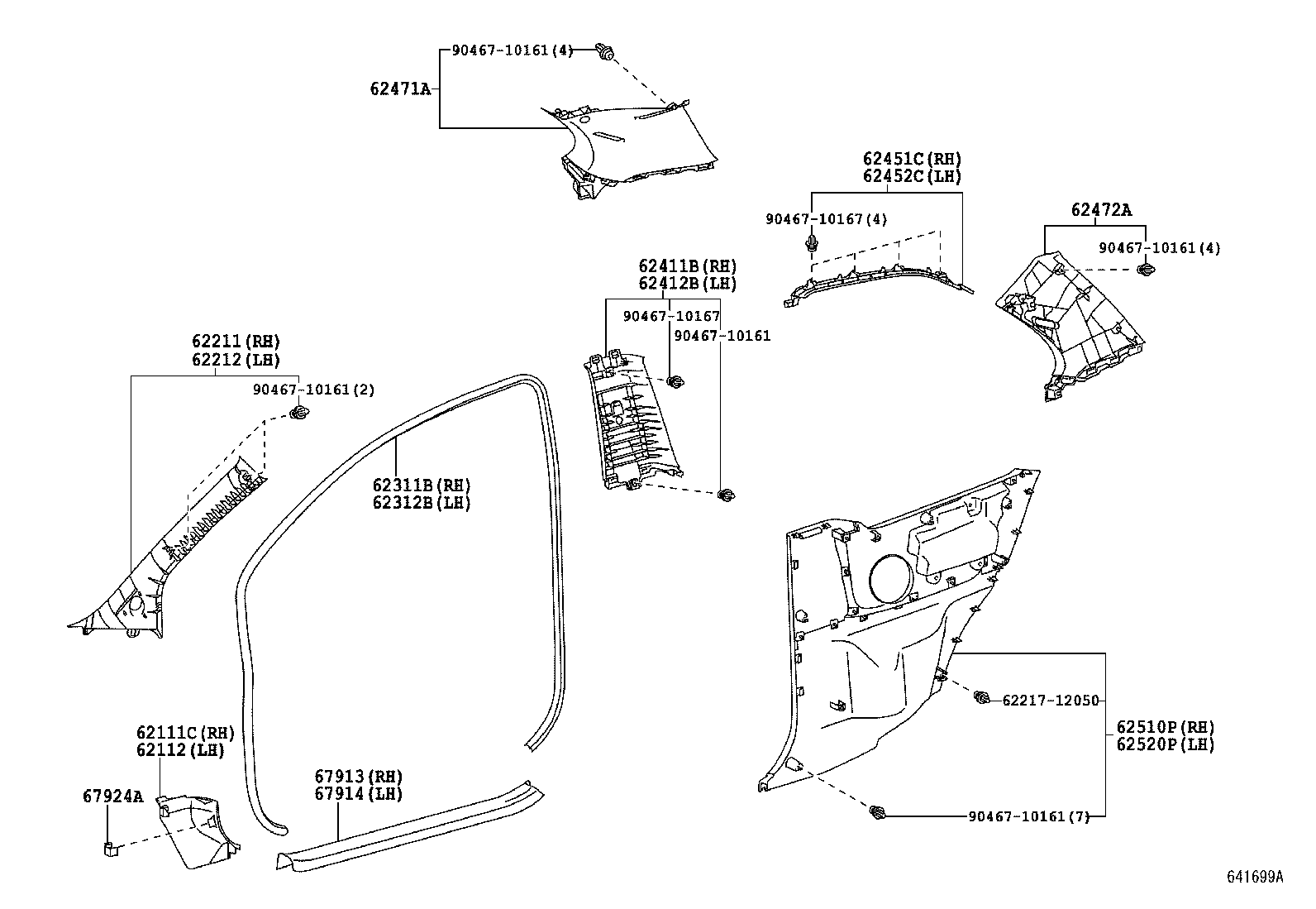 Toyota 62211-52120-B0 GARNISH, FRONT PILLAR, RH