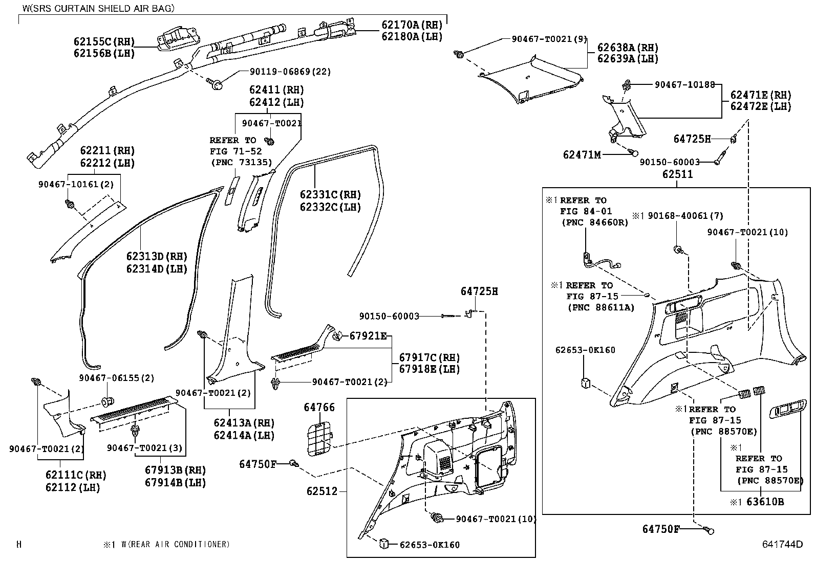 62332-0K020 WEATHERSTRIP, REAR DOOR OPENING TRIM, LH product image