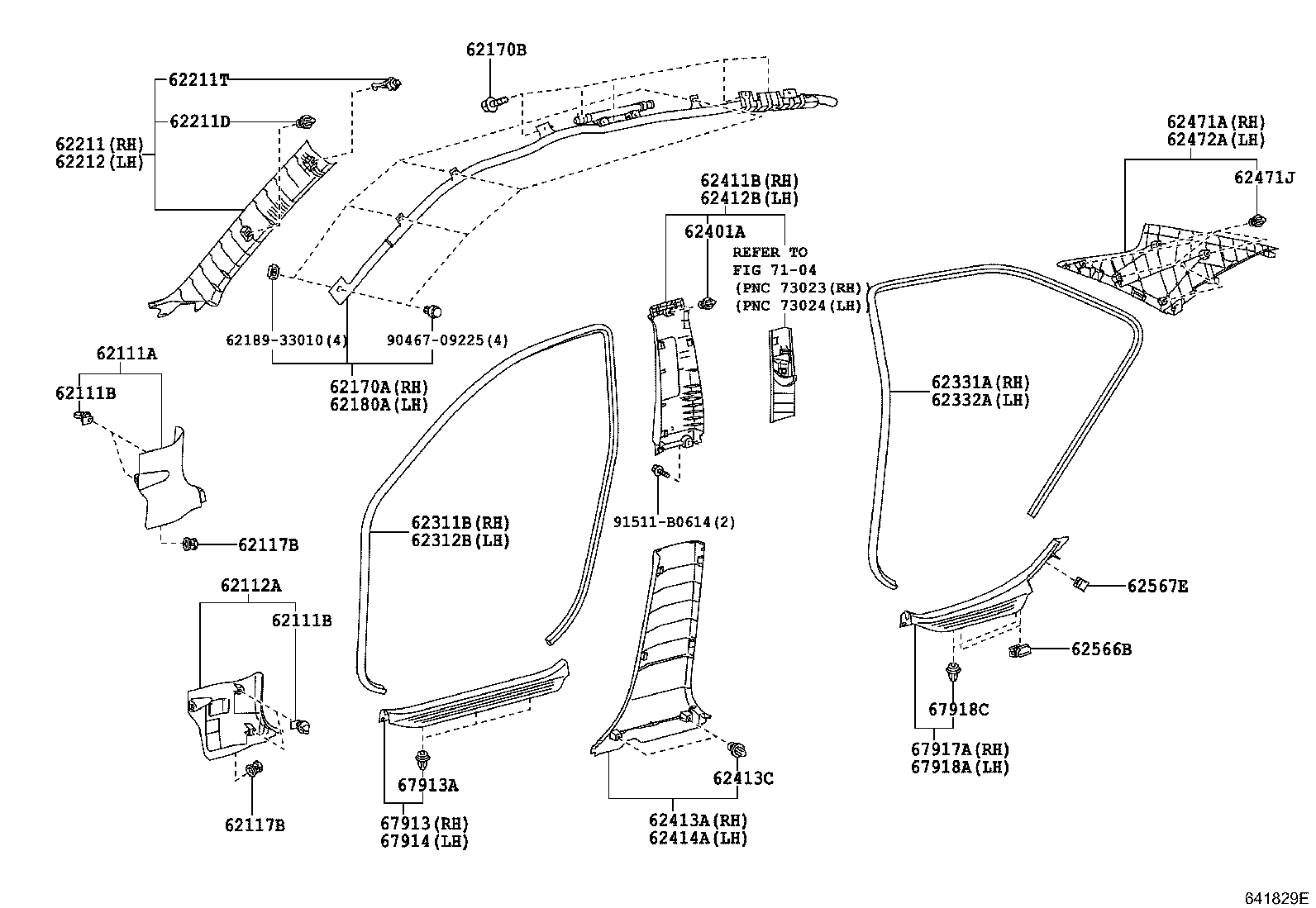 Toyota 62332-33090-B1 WEATHERSTRIP, REAR DOOR OPENING TRIM, LH