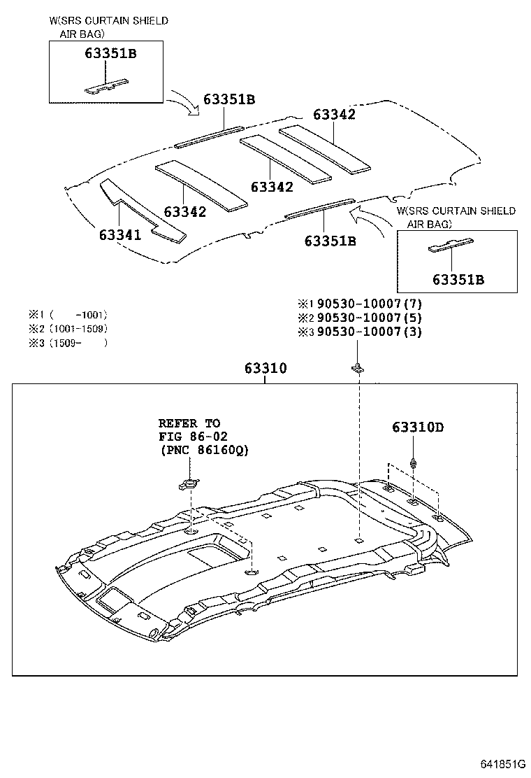 63351-28080 PAD, ROOF HEADLINING product image