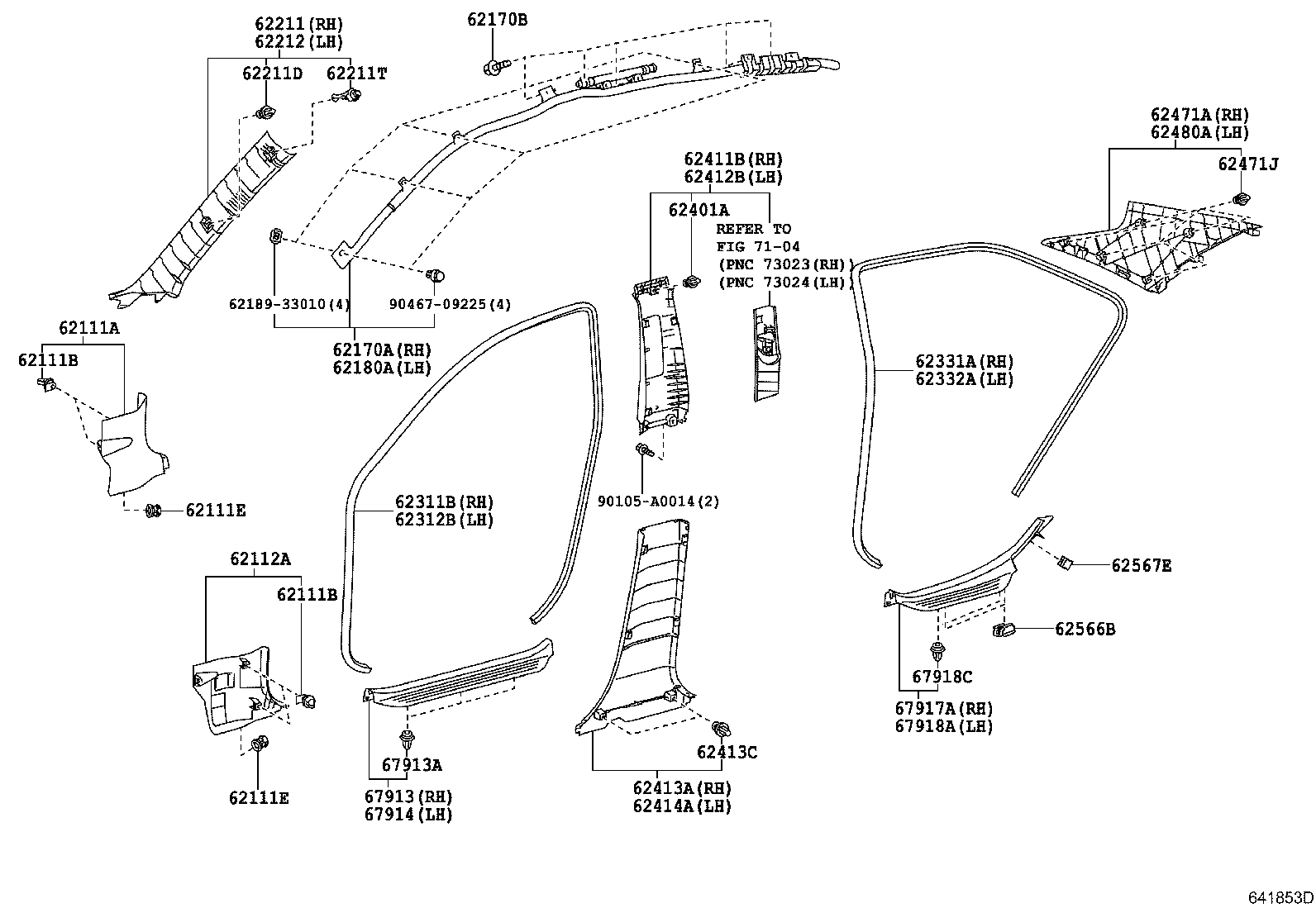 Toyota 62210-06071-B0 GARNISH, FRONT PILLAR, RH