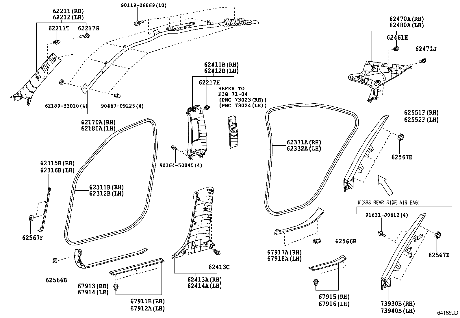 62332-33100 WEATHERSTRIP, REAR DOOR OPENING TRIM, LH product image