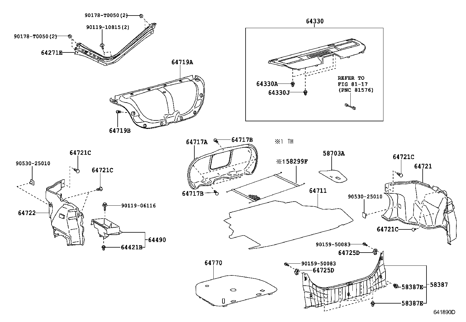 58703-06080 COVER SUB-ASSY, LUGGAGE COMPARTMENT SIDE, RH product image