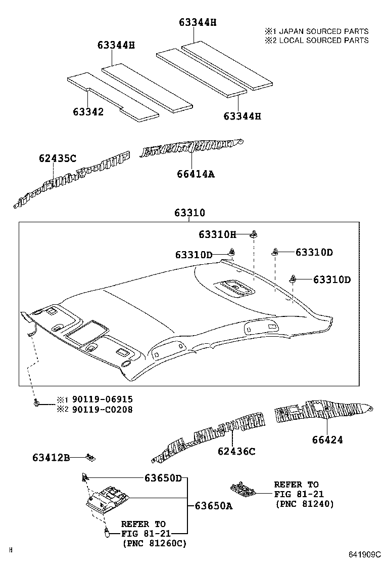 62435-06110 PAD, ROOF SIDE RAIL GARNISH, RH product image
