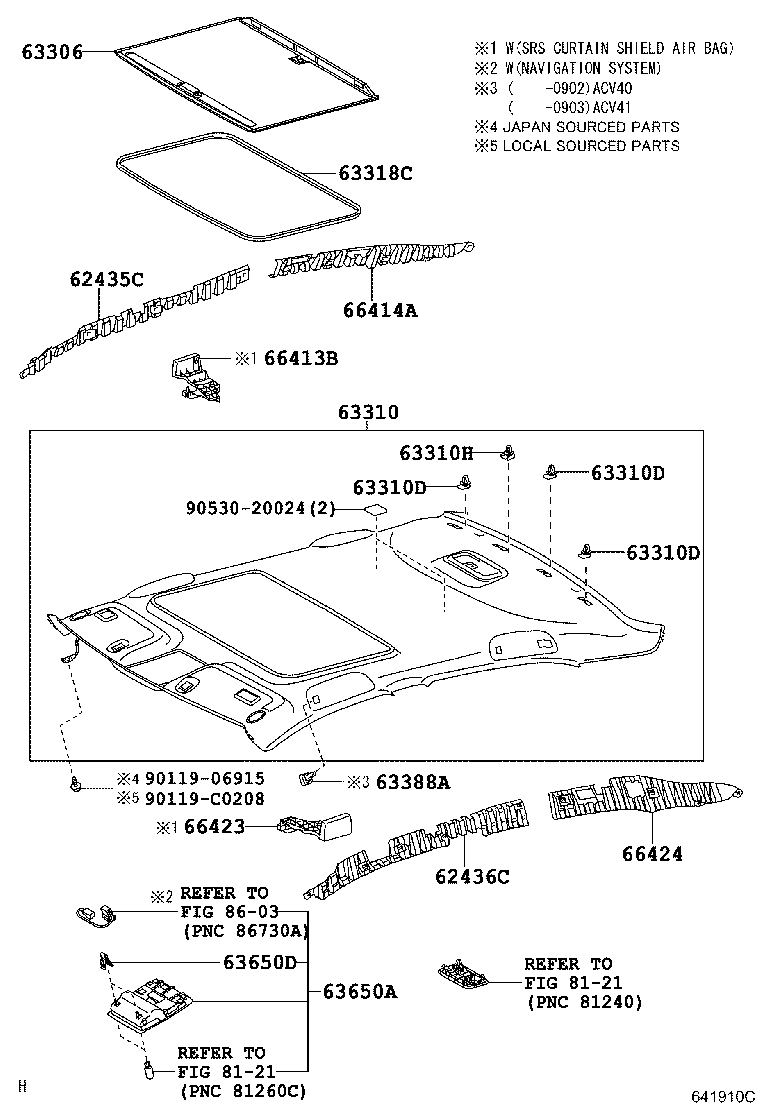62435-06110 PAD, ROOF SIDE RAIL GARNISH, RH product image