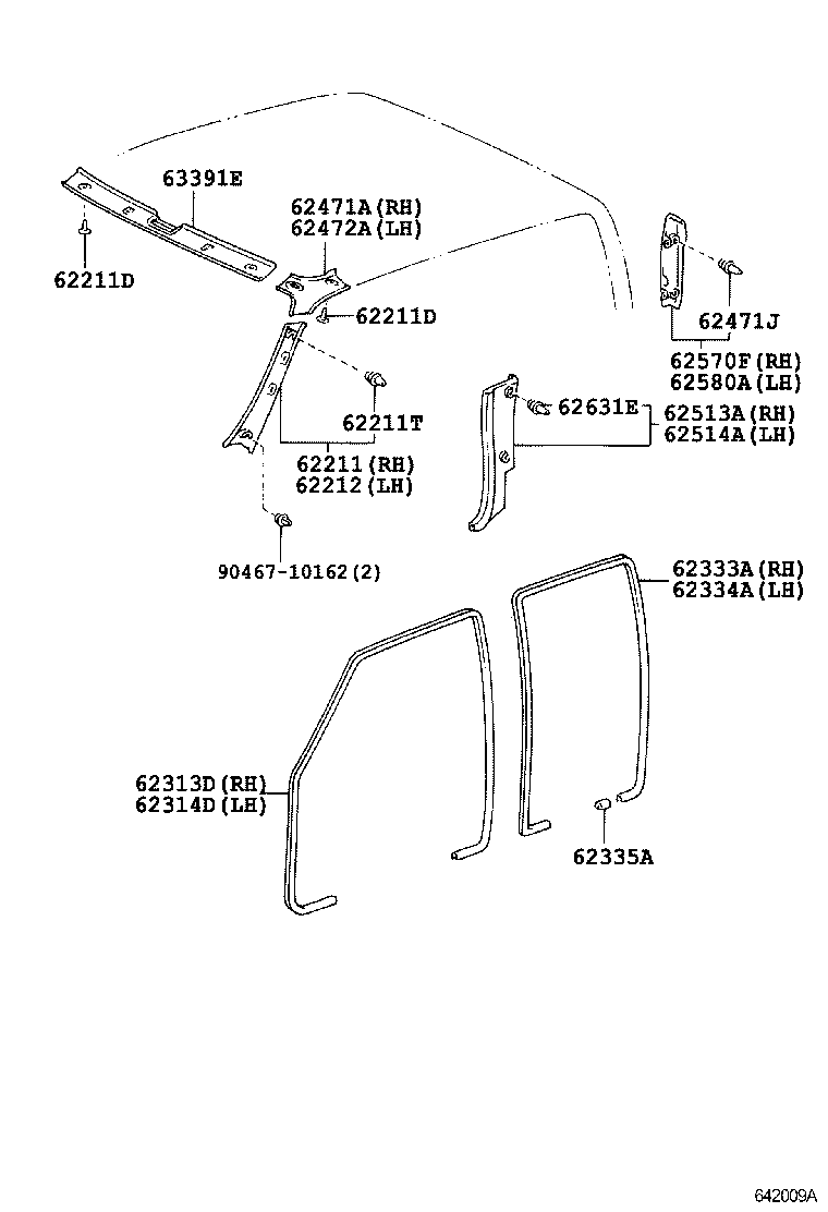 62217-89101 PAD, FRONT PILLAR GARNISH product image