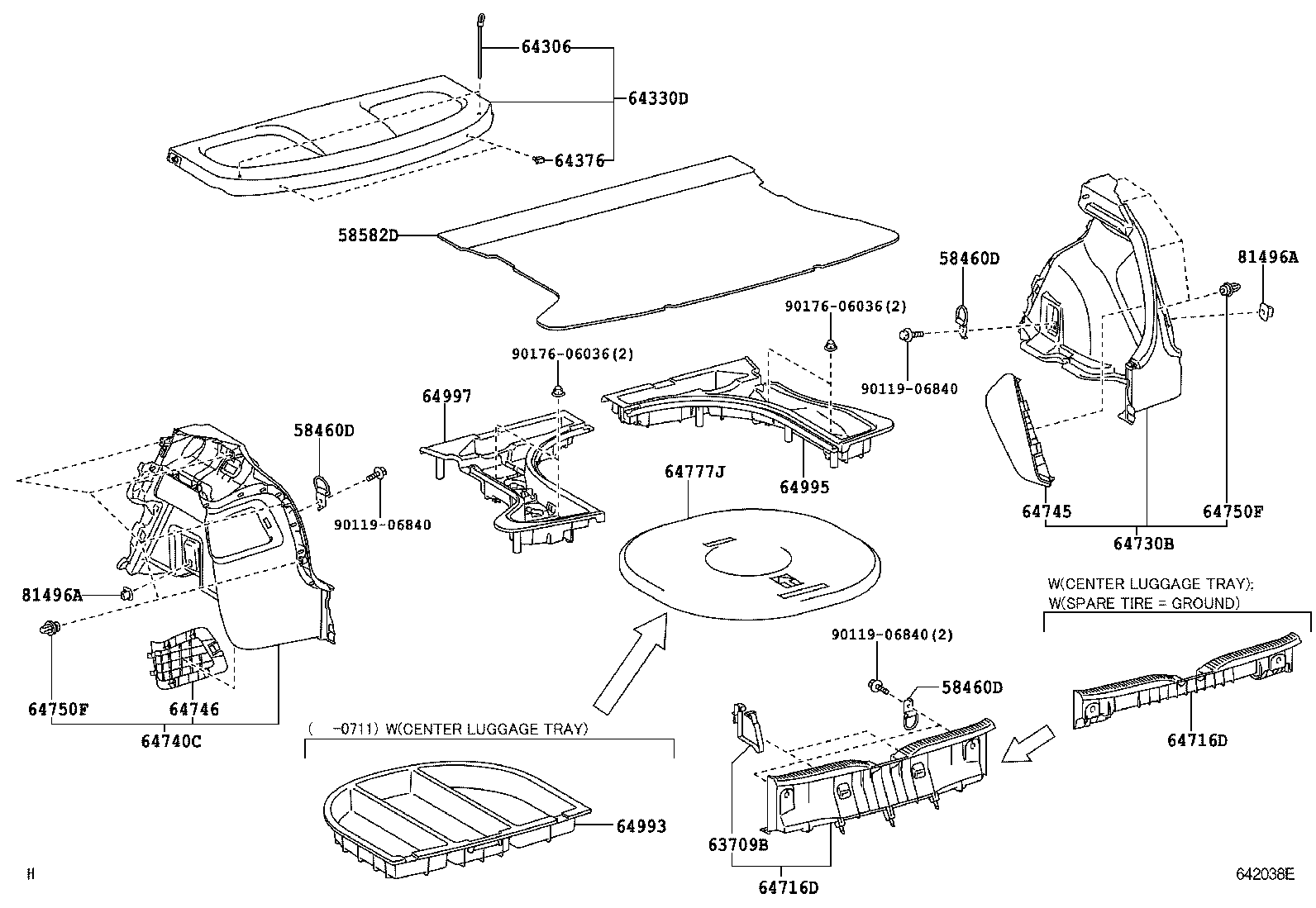 64306-12080 SUSPENDER SUB-ASSY, PACKAGE TRAY TRIM product image