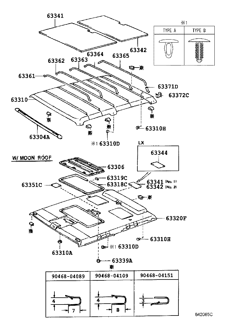 Toyota 90467-07106 CLIP(FOR ROOF HEADLINING)