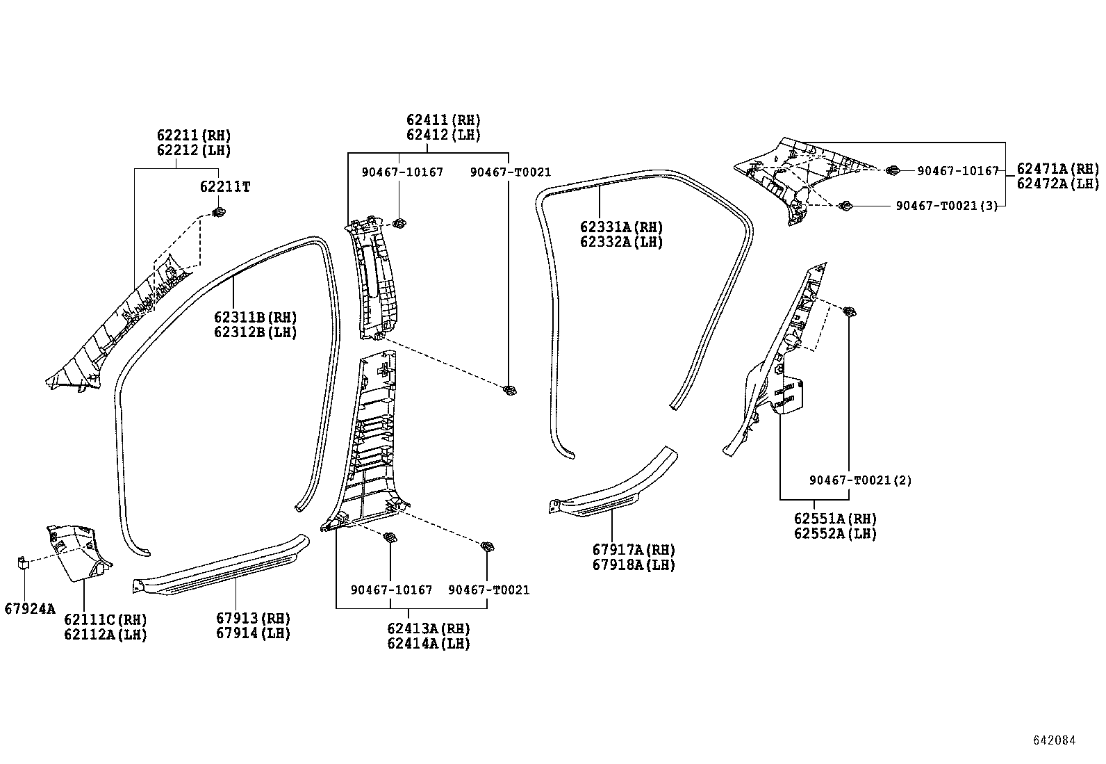 62331-0D040 WEATHERSTRIP, REAR DOOR OPENING TRIM, RH product image