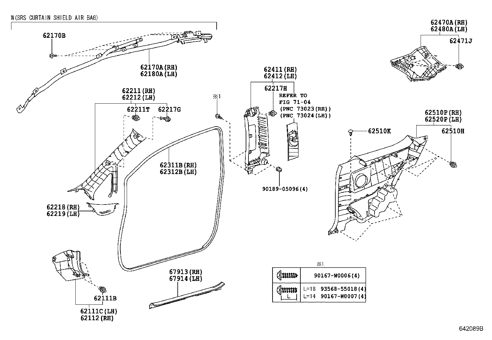 62170-02070 AIR BAG ASSY, CURTAIN SHIELD, RH product image