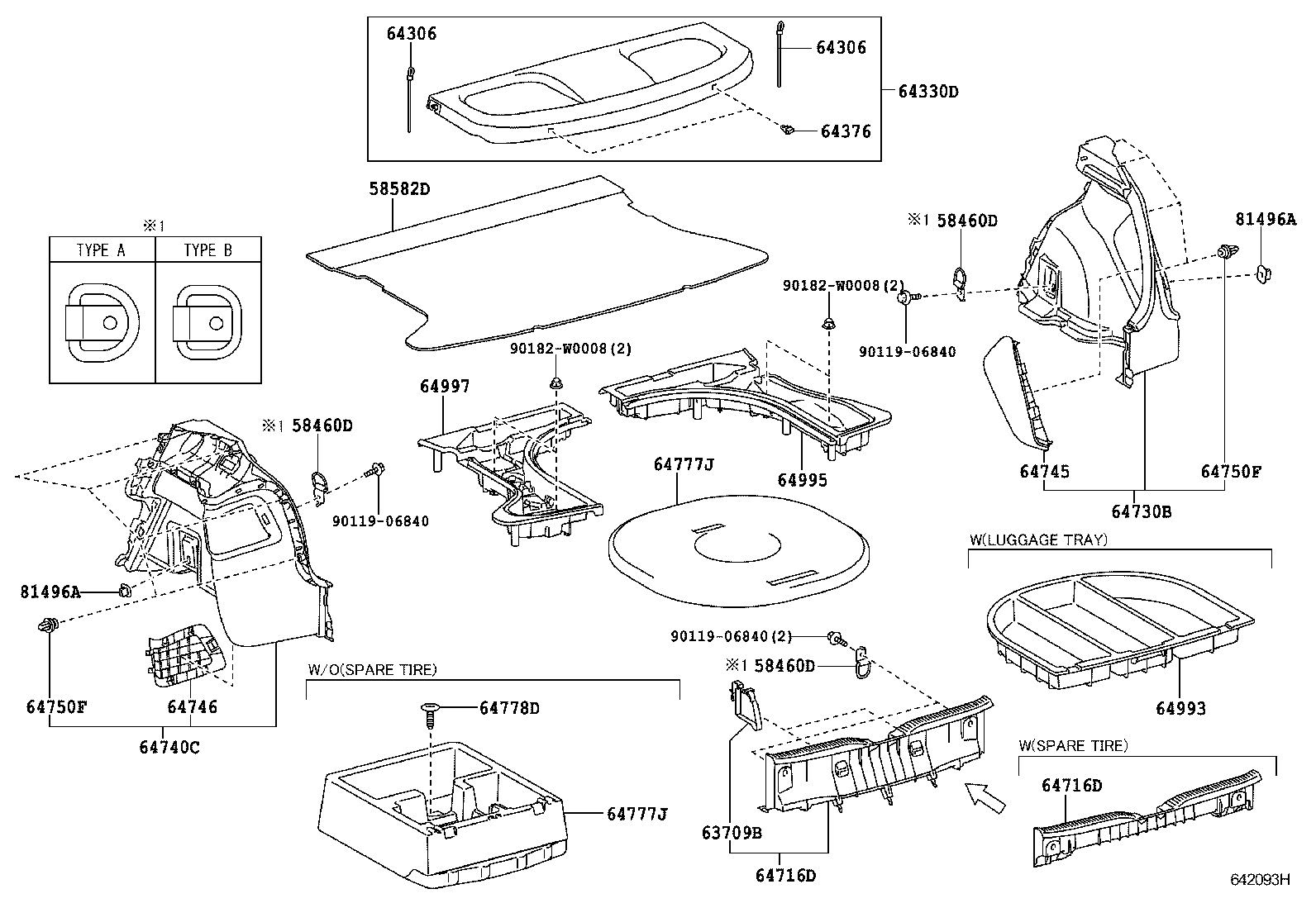 64306-02030 SUSPENDER SUB-ASSY, PACKAGE TRAY TRIM product image