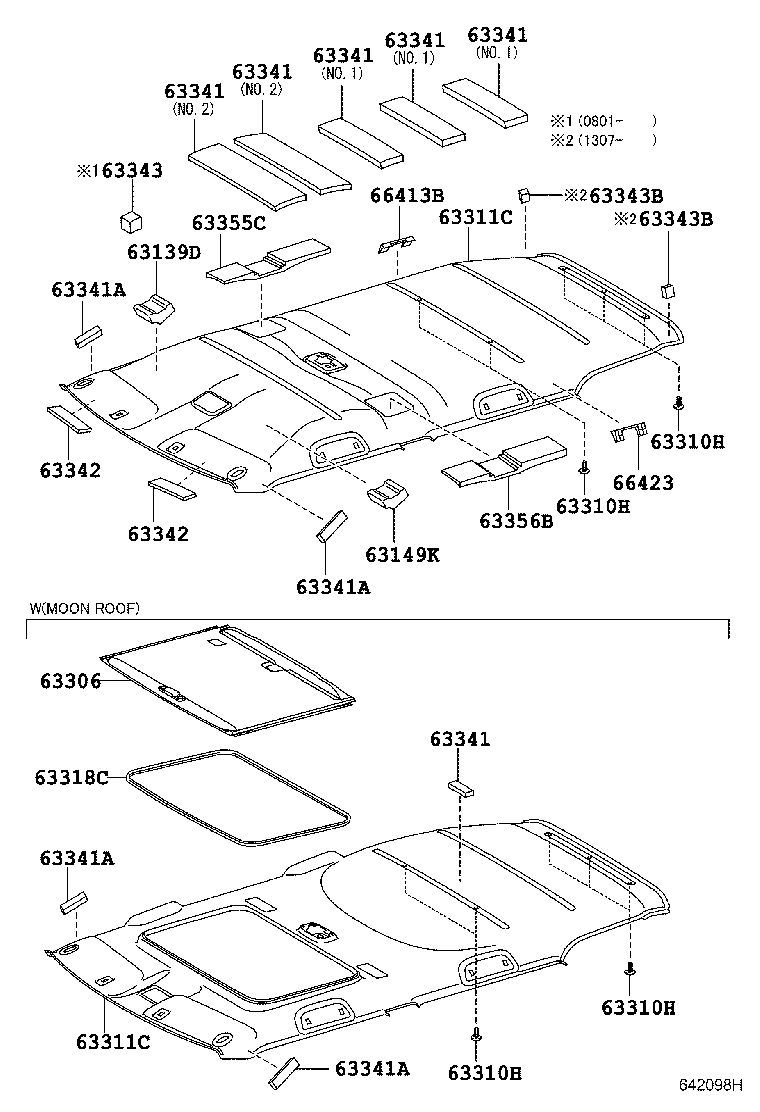 Toyota 63341-12230 PAD, ROOF SILENCER, NO.1