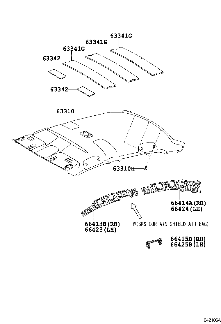 63341-12260 PAD, ROOF SILENCER product image
