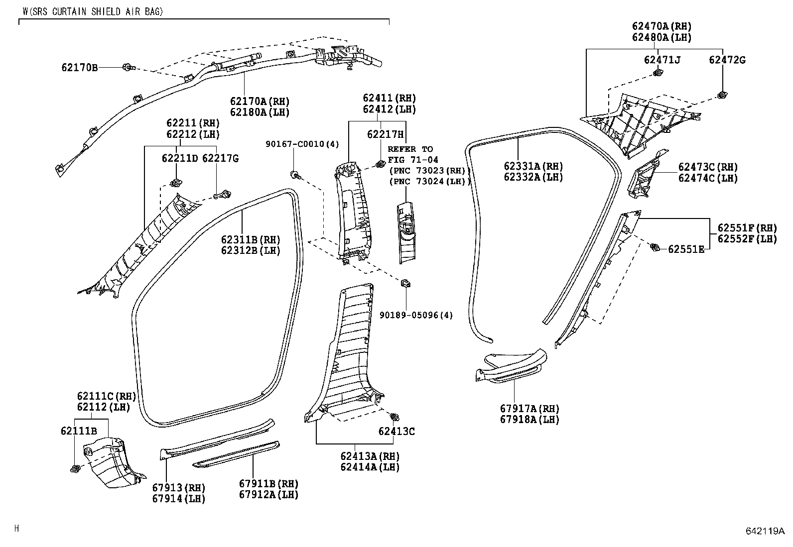 62170-02110 AIR BAG ASSY, CURTAIN SHIELD, RH product image